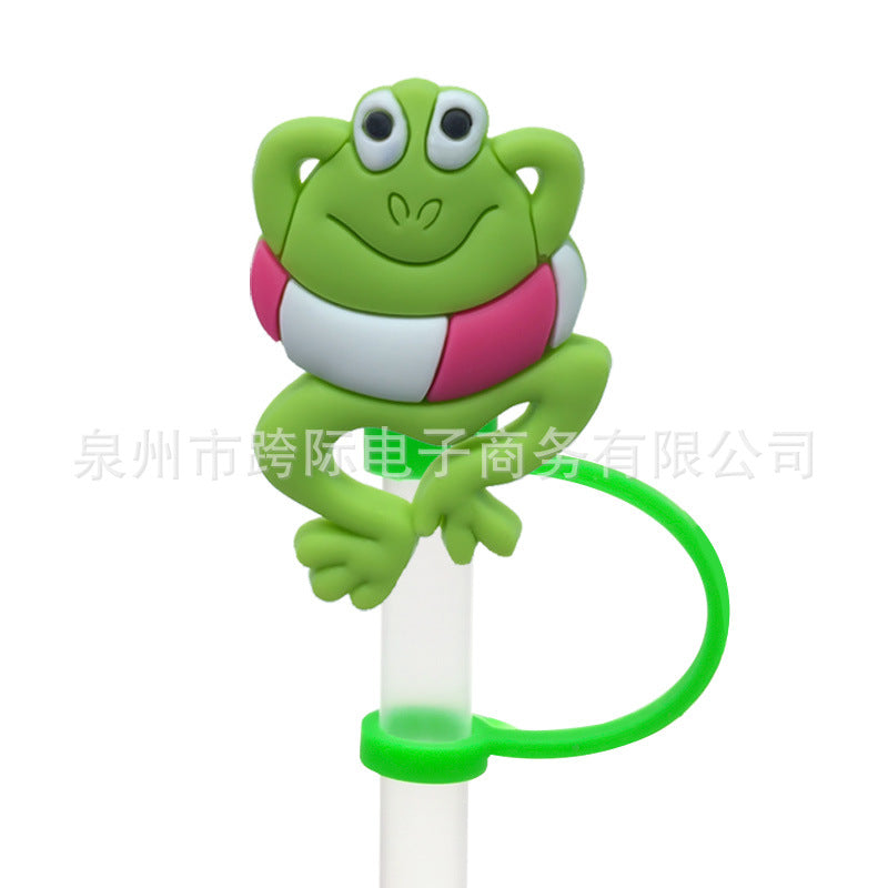 Wholesale 10 pcs Cartoon frog series straw cover straw cap silicone dust plug